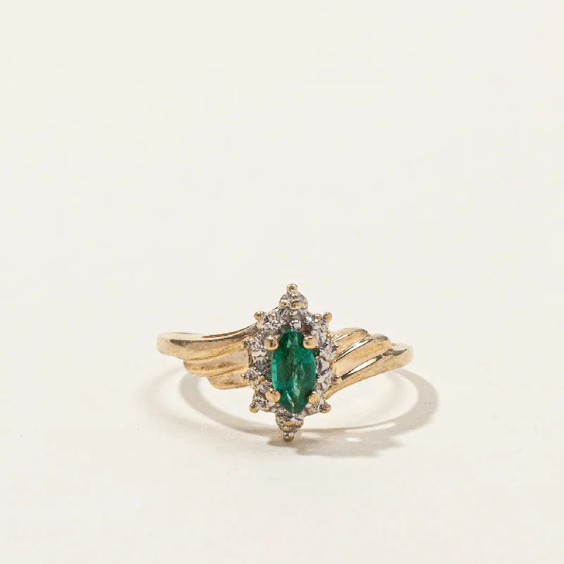 vintage rose-cut diamond ring Emerald Cocktail Ring | 0.20ct | SZ 6 |