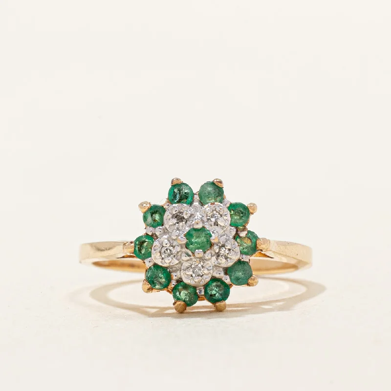 crystal-studded gold ring Emerald & Diamond Cocktail Ring | 0.20ctw, 0.02ctw | SZ 6 | crystal-studded gold ring Emerald & Diamond Cocktail Ring | 0.20ctw, 0.02ctw | SZ 6 |