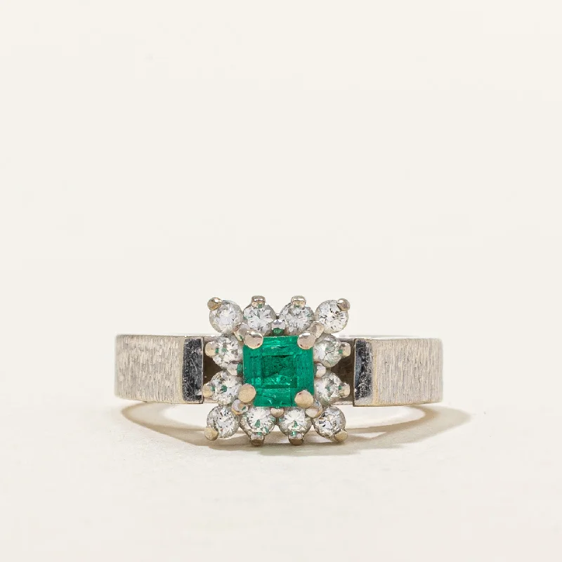 dainty gemstone chain bracelet High Set Emerald & Diamond Ring | 0.30ct, 0.24ctw | SZ 5 |