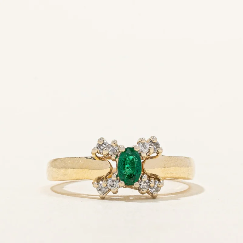 statement gold cuff earrings Emerald & Diamond Ring | 0.16ct, 0.08ctw | SZ 6.75 |