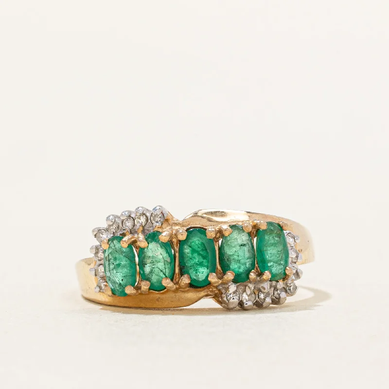handcrafted gold stud earrings Emerald & Diamond Ring | 1.00ctw, 0.08ctw | SZ 7.75 |