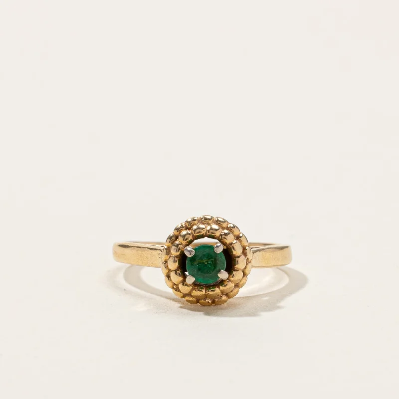 celestial crescent moon bracelet Emerald Gold Ring | 0.15ct | SZ 5 |
