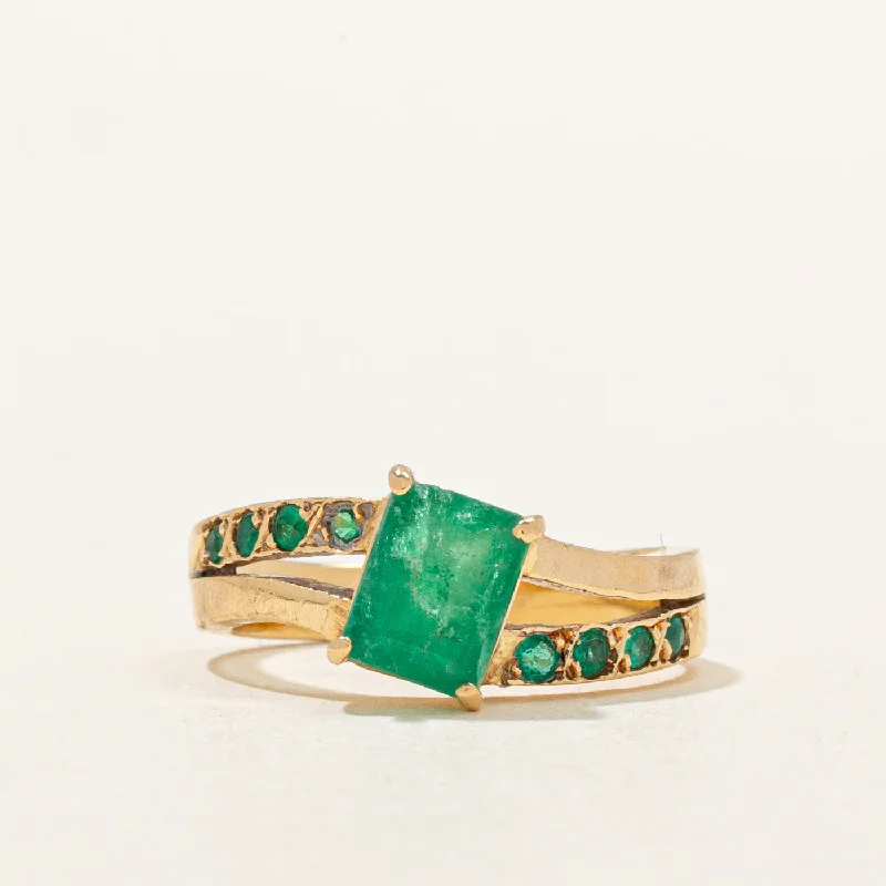 vintage rose gold engagement ring Emerald Ring | 1.25ctw | SZ 5.5 |