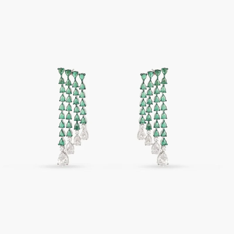 emerald-cut ruby eternity ring Emeraude Cocktail Silver Earrings