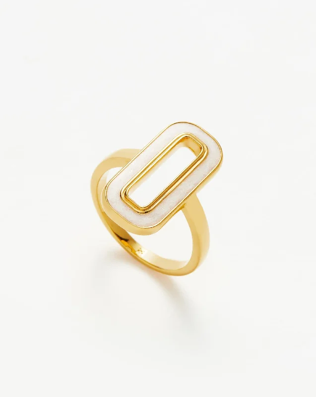 emerald cut diamond wedding ring Enamel Haze Ovate Ring