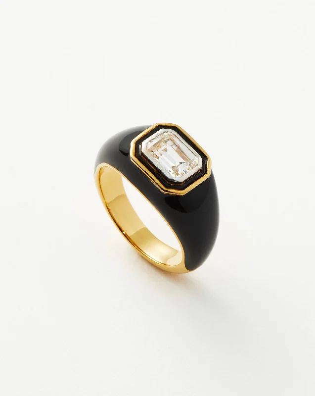 petite diamond promise ring Enamel & Stone Dome Statement Ring | 18ct Gold Vermeil/Black