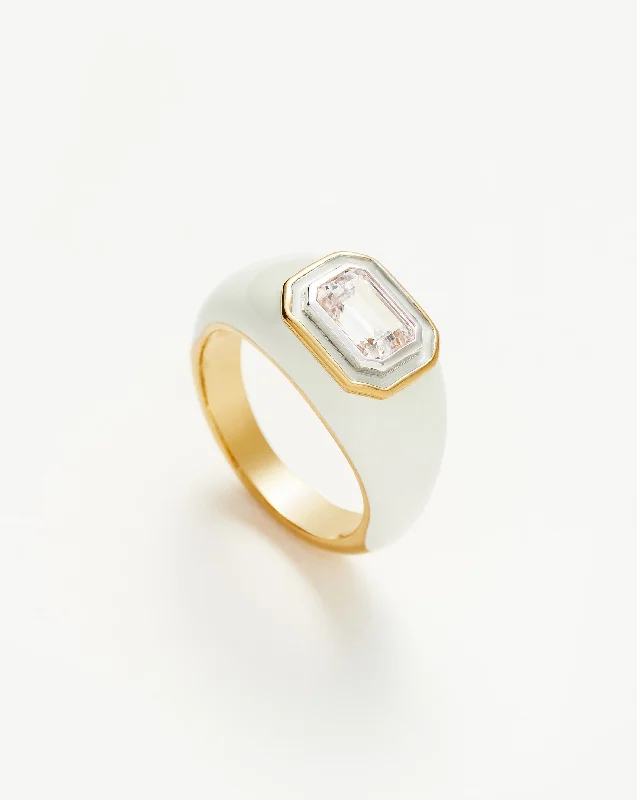 minimalist cubic zirconia earrings Enamel & Stone Dome Statement Ring