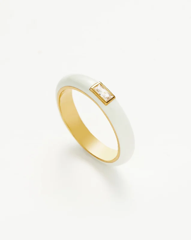 minimalist chain anklet gold Enamel & Stone Stacking Ring