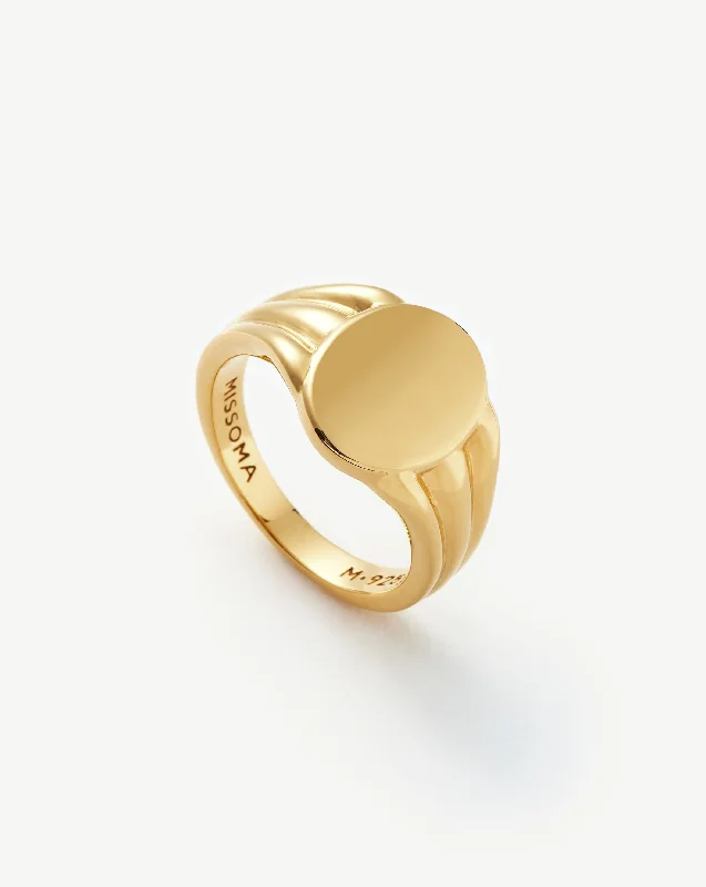 simple engraved wedding ring Engravable Oval Signet Ring | 18ct Gold Vermeil