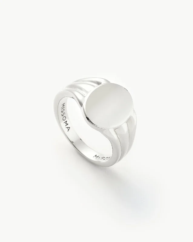 chunky statement cuff bracelet Engravable Oval Signet Ring | Sterling Silver