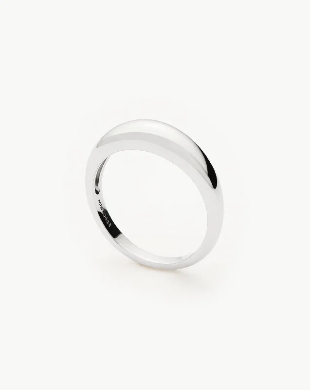 simple crescent moon ring Fine Classic Dome Ring | 14ct Solid White Gold