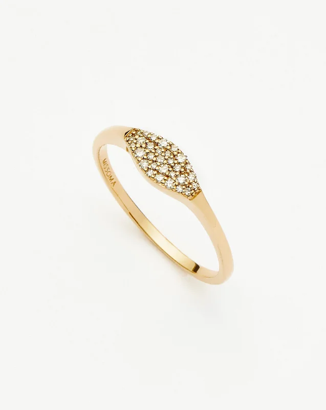 hammered gold disc necklace Fine Diamond Signet Ring | 14ct Solid Gold/Diamond