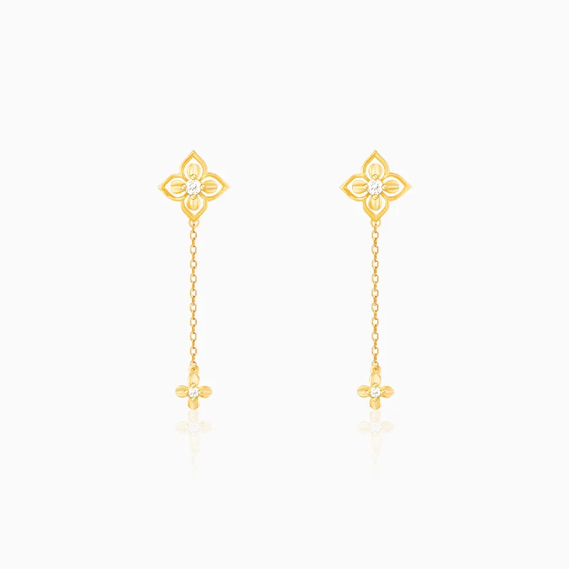 unique diamond tennis bracelet Golden Artsy Floral Earrings