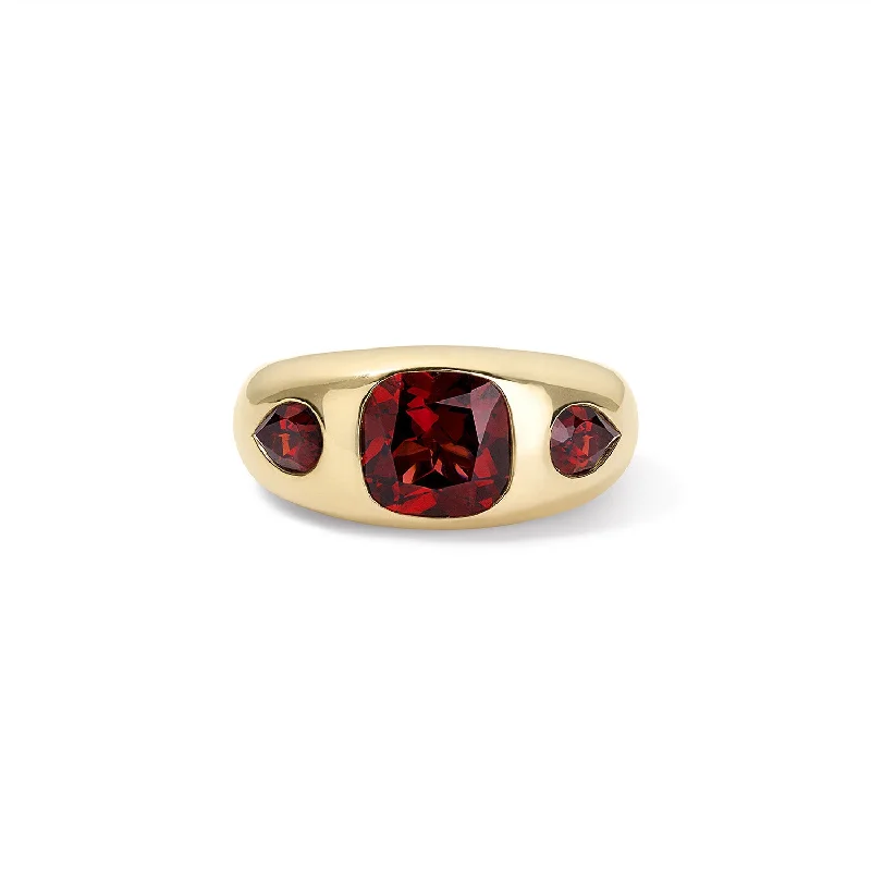 thin silver chain necklace Garnet Trio Ring