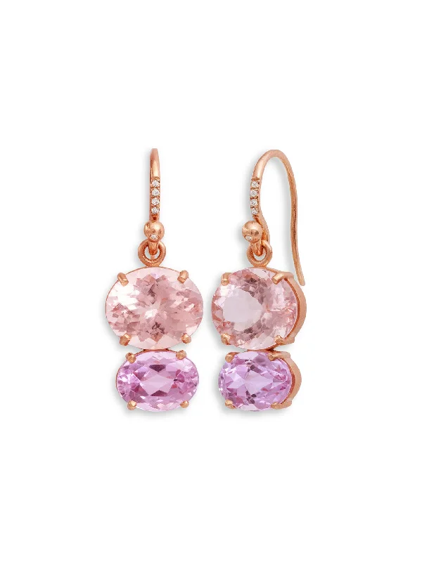 sterling silver arrow ring Gemmy Gem Morganite & Kunzite Rose Gold Earrings