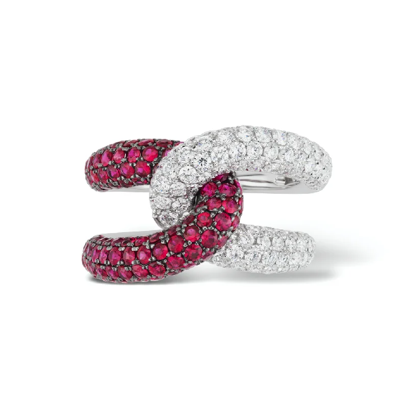 minimalist rose gold bracelet Gemstone and Diamond Intertwin Ring