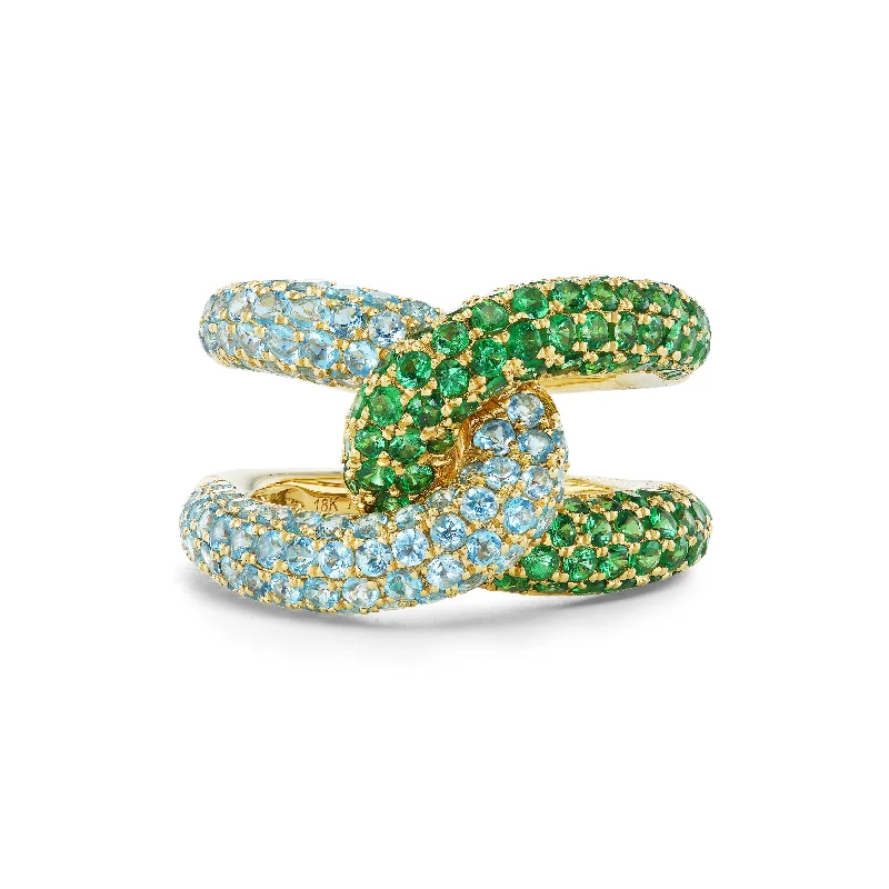 chunky gold chain necklace Gemstone Intertwin Ring