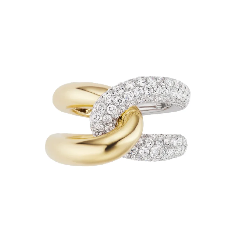 minimalist silver stacking bangles Gold and Diamond Intertwin Ring
