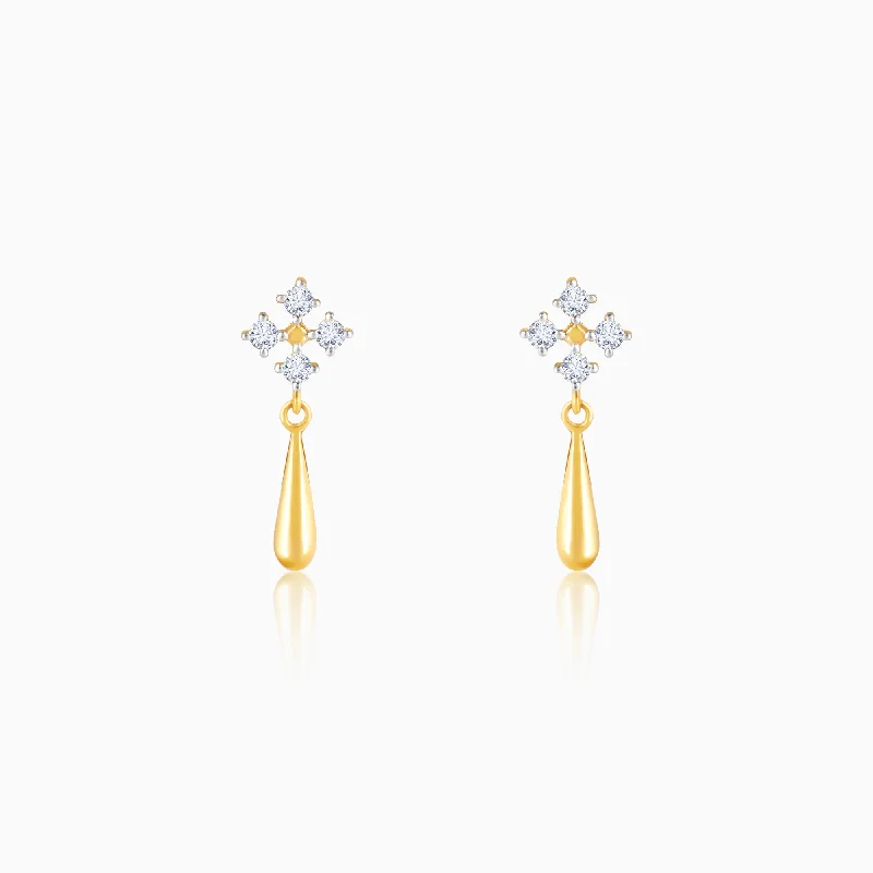 luxury diamond anniversary band Gold Radiant Drop Diamond Earrings