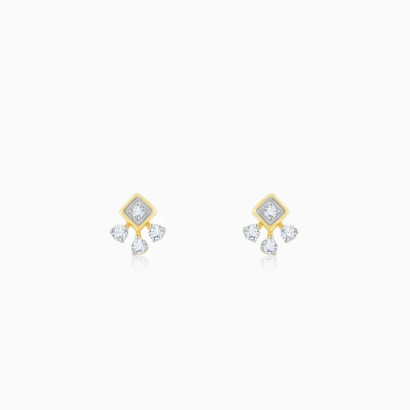 aquamarine birthstone necklace March Gold Exquisite Trio Diamond Stud Earrings