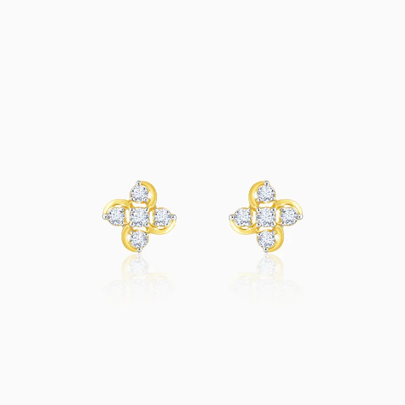 hand-stamped coordinates bracelet Gold Floral Dream Diamond Earrings