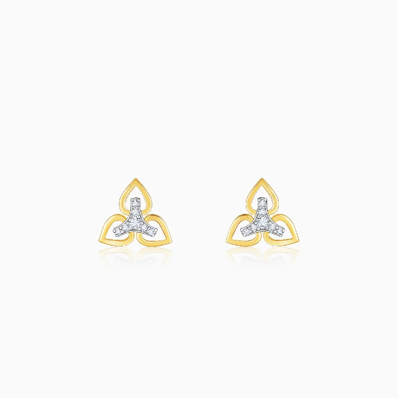 sapphire halo engagement ring Gold Floral Triad Diamond Earrings