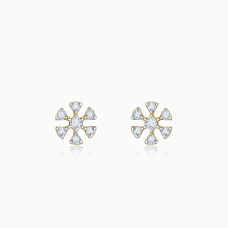 celestial sunburst necklace gold Gold Floret Diamond Studs