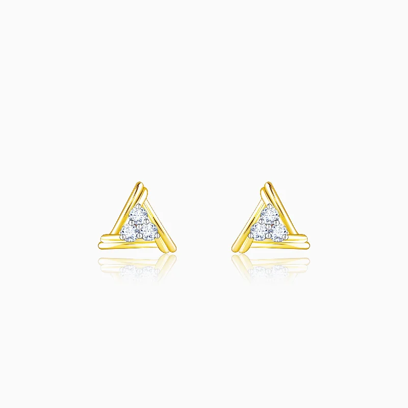 minimalist gold bracelet thin Gold Geometric Triplet Diamond Earrings