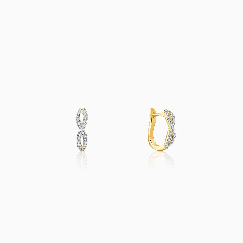white gold infinity ring Gold Infinito J-Hoop Diamond Earrings