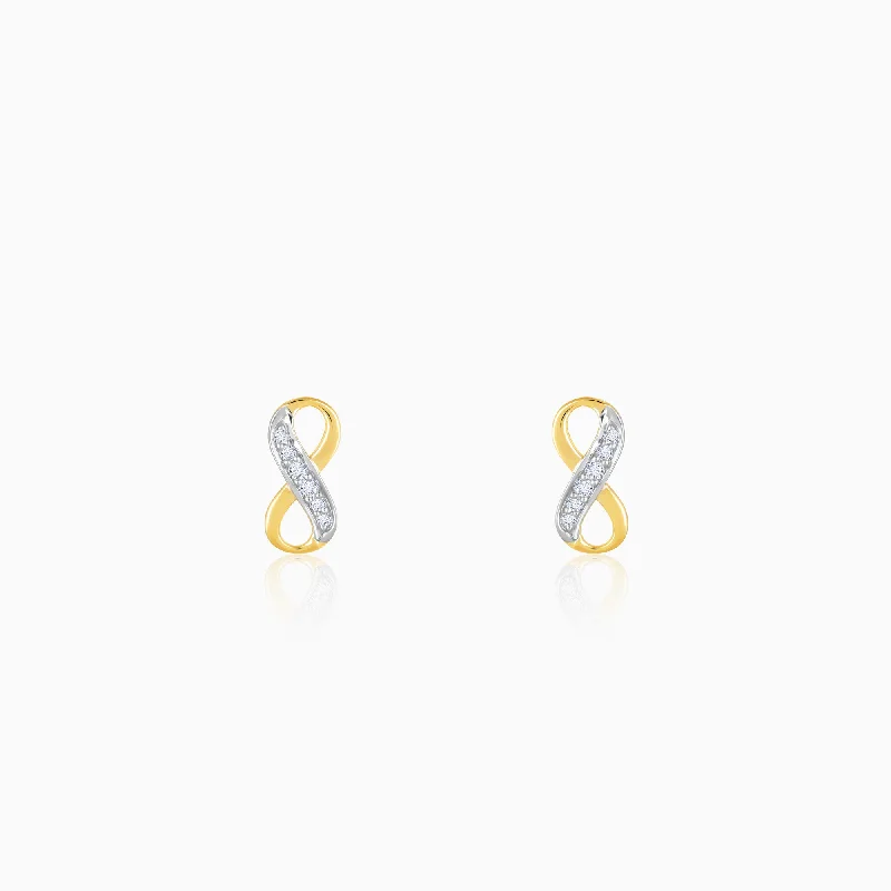 sleek black titanium ring Gold Infinity Grace Diamond Stud Earrings