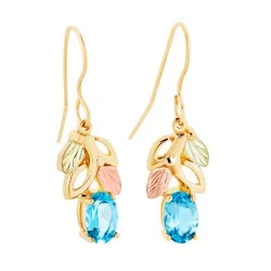 unique zodiac constellation necklace Black Hills Gold Light Blue Topaz Dangle Earrings