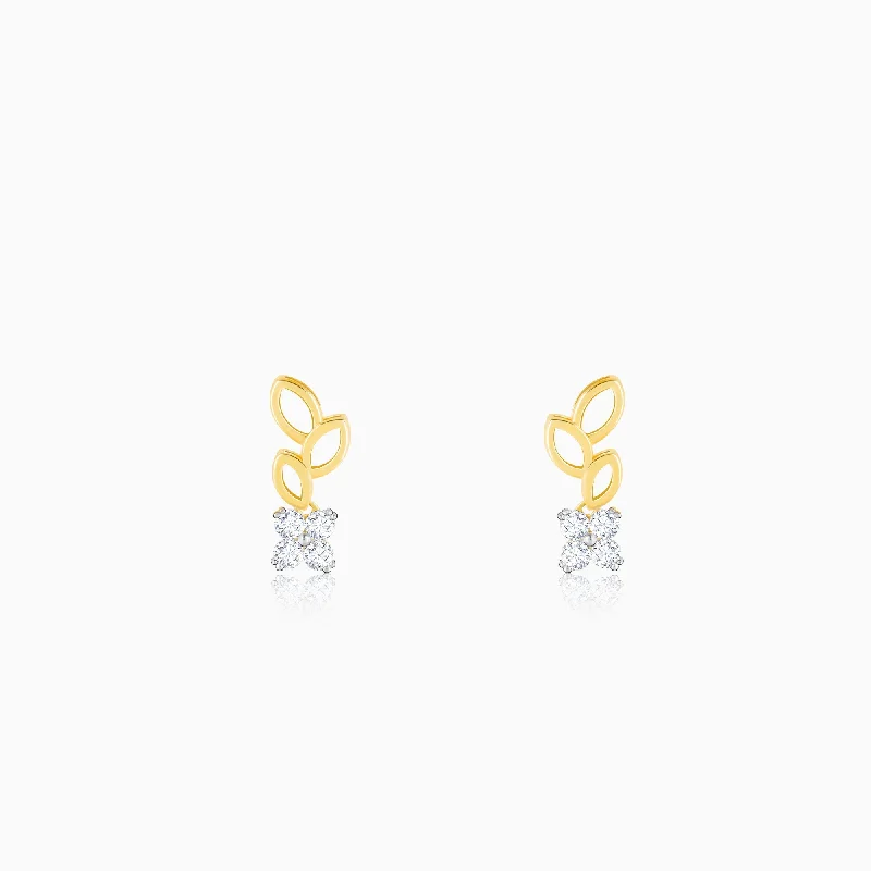 handcrafted raw crystal pendant Gold Morning Glory Diamond Earrings
