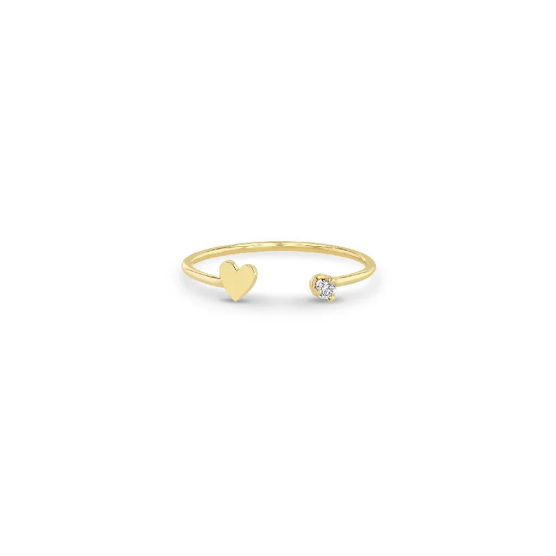 sapphire engagement ring halo Gold Open Itty Bitty Heart with Diamond Ring