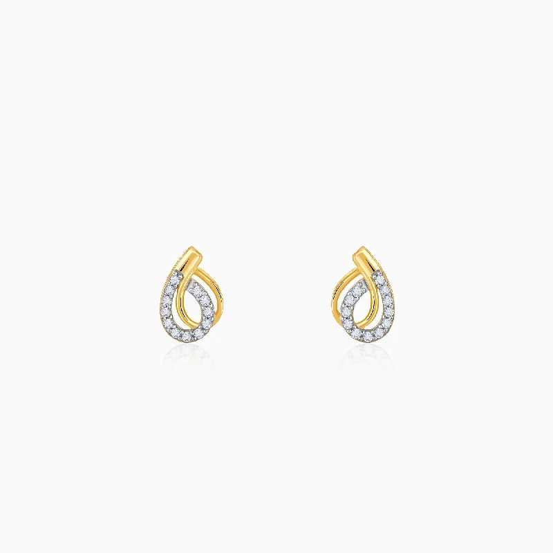 bezel set engagement ring modern Gold Ovale Diamond Earrings