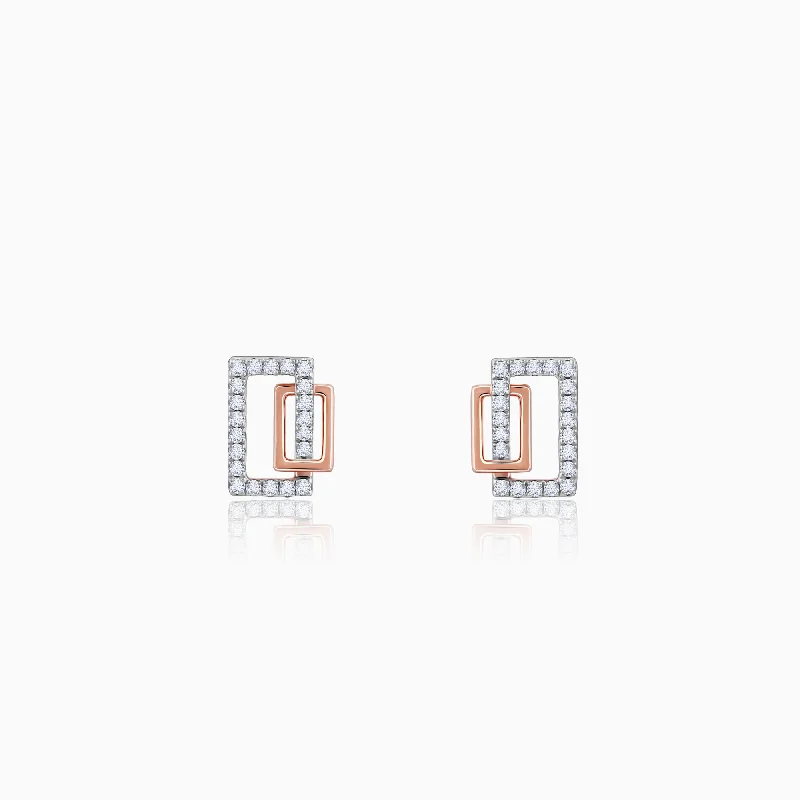 black pearl earrings classic Gold Parallelogram Diamond Earrings