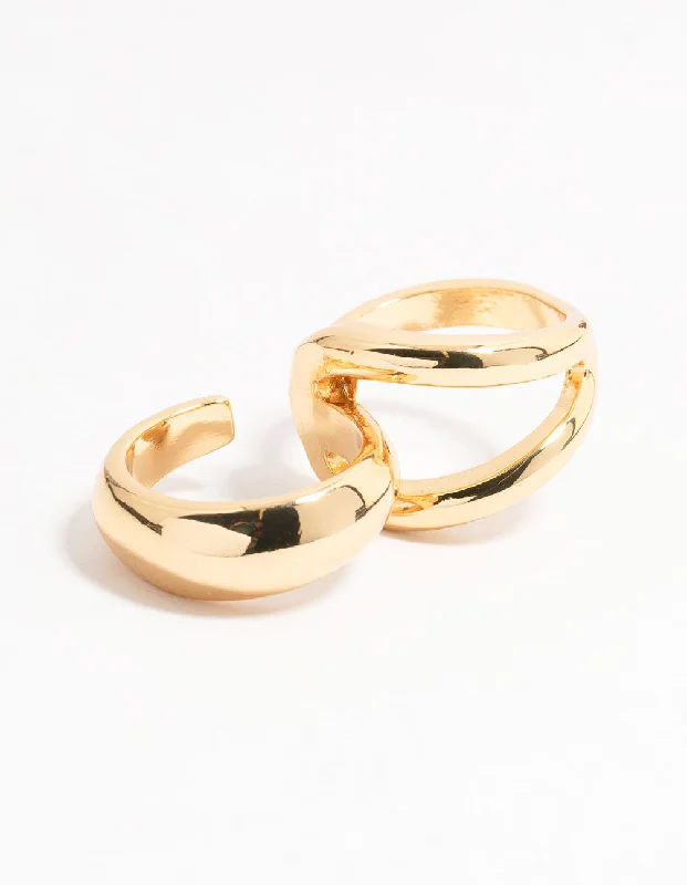 Gold Plated Looped Double Ring