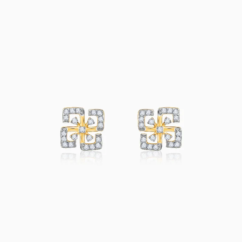 real garnet stacking rings Gold Quadrado Diamond Earrings