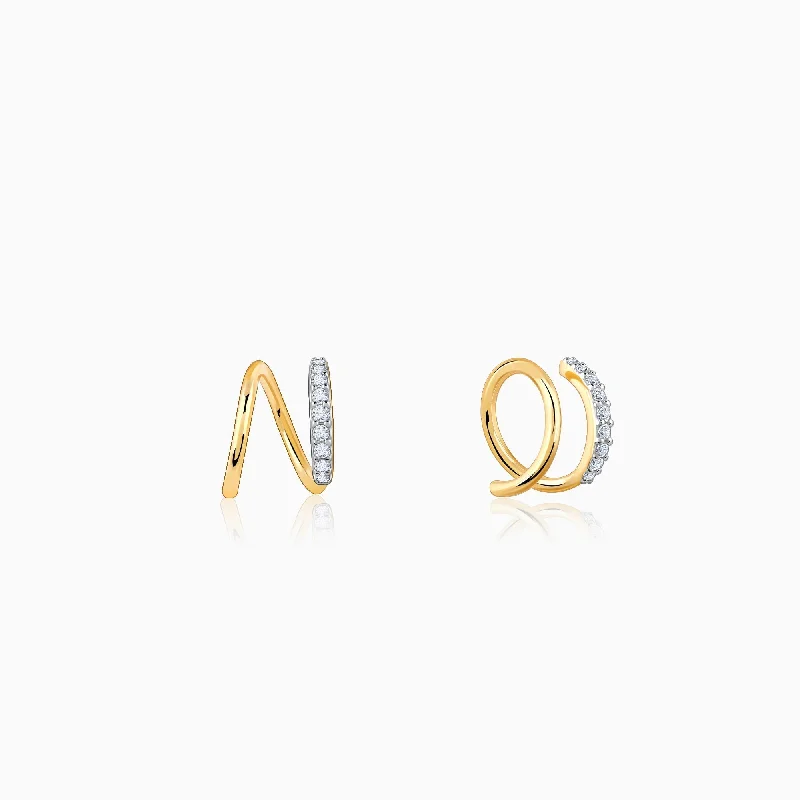 personalized family tree necklace Gold Spiral Glow Diamond Studs