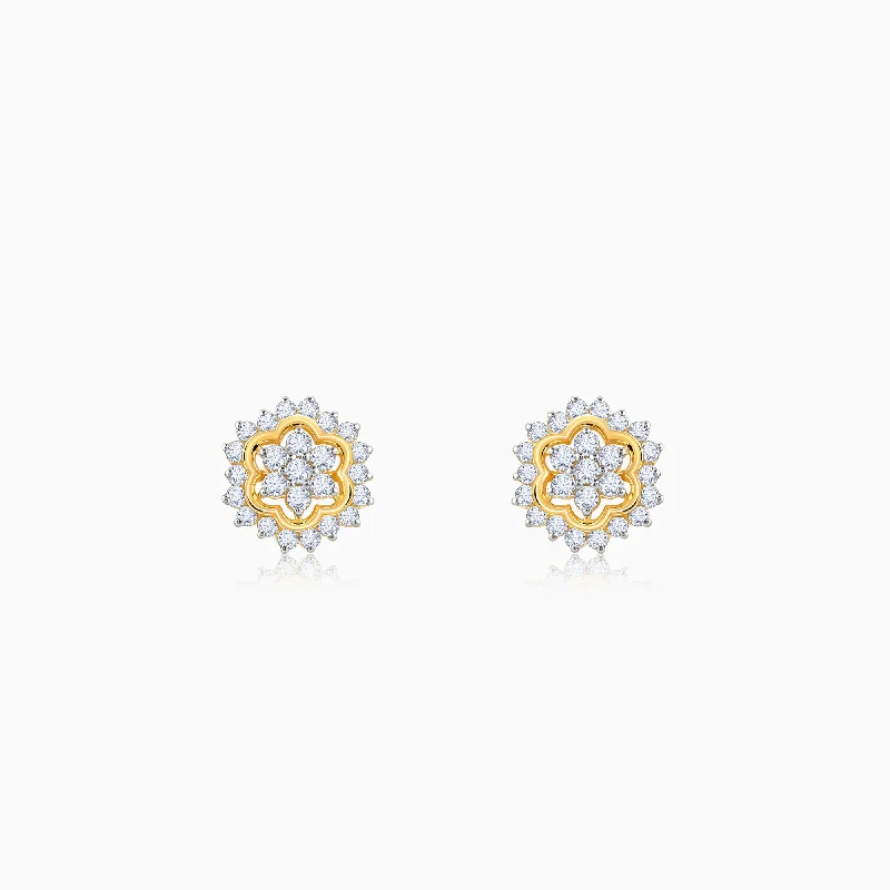 solid gold cartilage hoop Gold Spring Diamond Studs