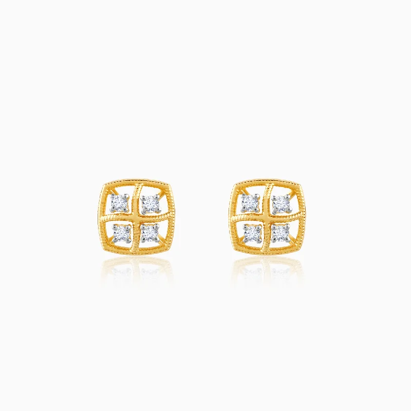 oval cut engagement ring platinum Gold Square Diamond Earrings