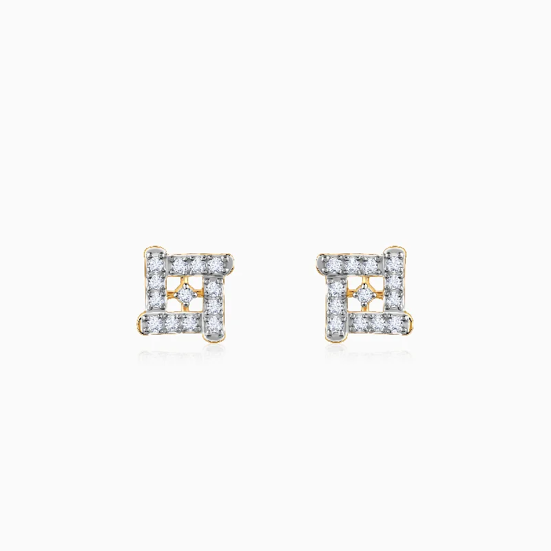 real peridot gemstone ring Gold Square Sensation Diamond Studs