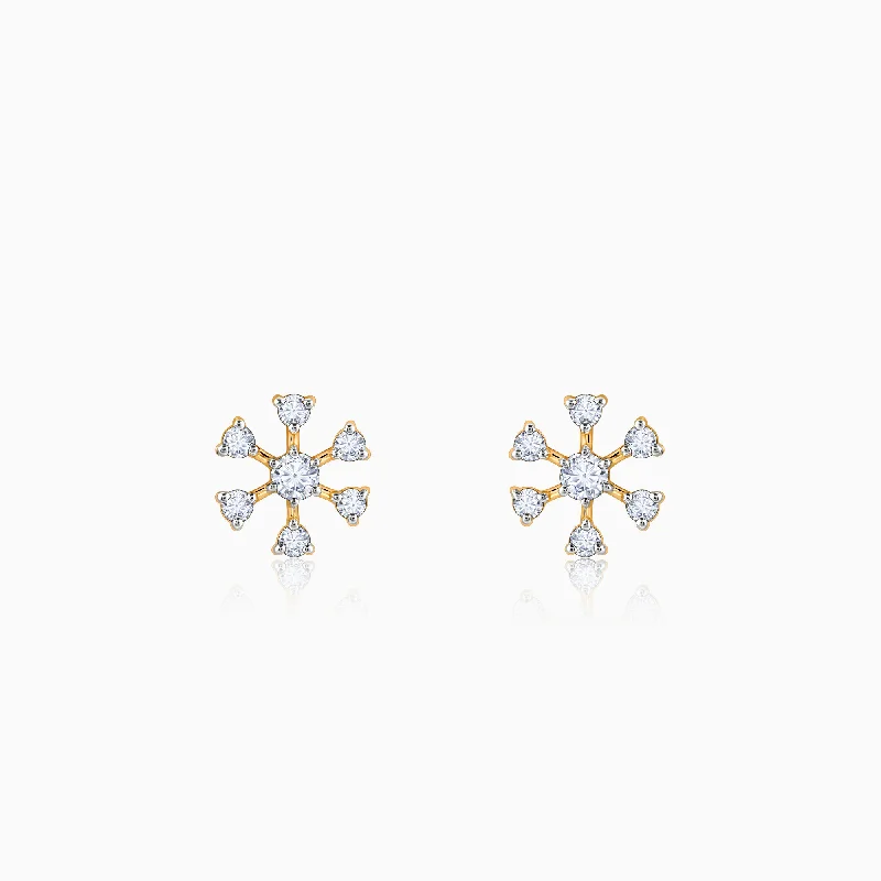 handcrafted gemstone ring women Gold Starburst Sparkle Diamond Earrings