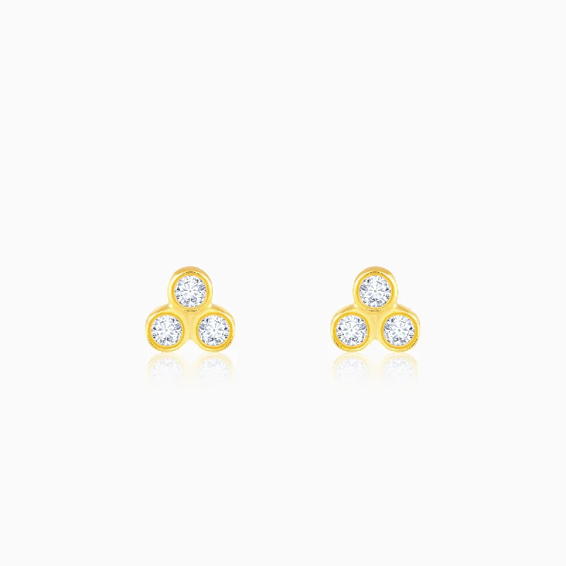 Celtic knot wedding band Gold Trifecta Diamond Earrings