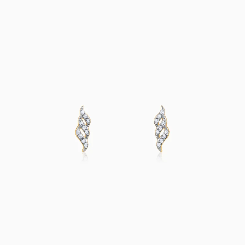 vintage marcasite brooch floral Gold Twisted Twill Diamond Earrings