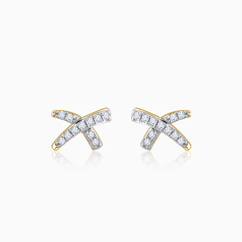 hammered gold disc necklace Gold Xquisite Diamond Stud Earrings