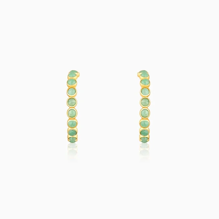 real tourmaline birthstone ring Golden Verdant Stone Hoop Earring