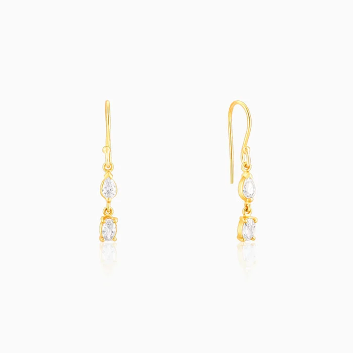 statement silver feather earrings Golden Zirconium Moments Dangler Earrings