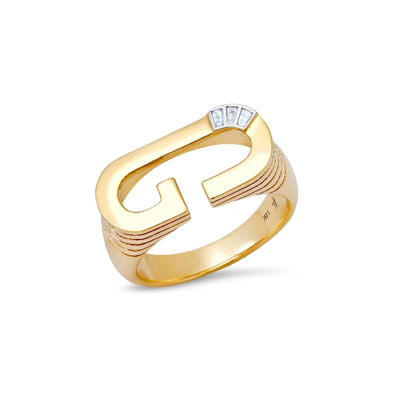 stackable gold bangle set Grandsize Initial Ring