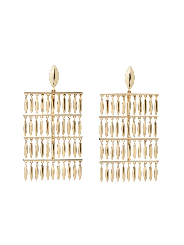 vintage platinum wedding band Grass Raining Yellow Gold Drop Earrings