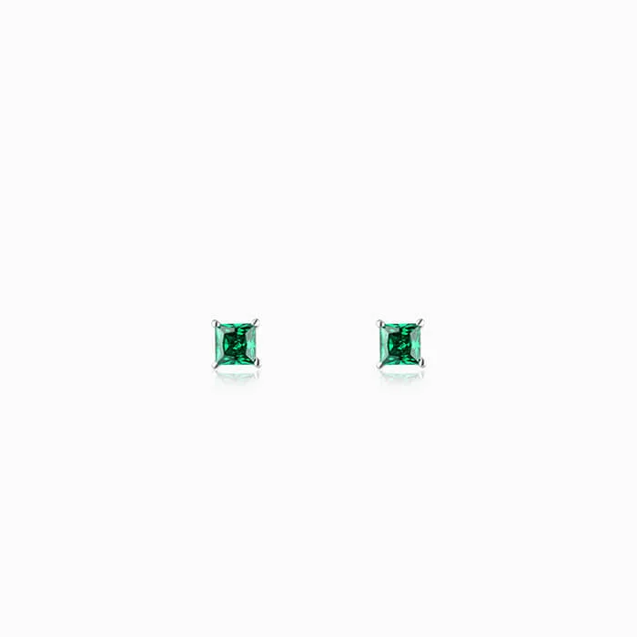 natural crystal pendant necklace Silver Emerald Green Square Stud Earrings